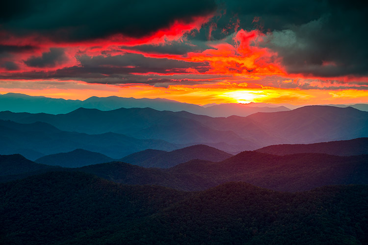 Blue Ridge Parkway Sunset Cowee Mountains Overlook Photo Print
