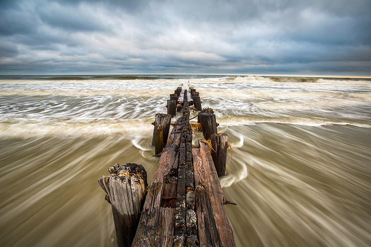 Folly Beach SC Breakwater Coastal Beach Seascape Photography Print
