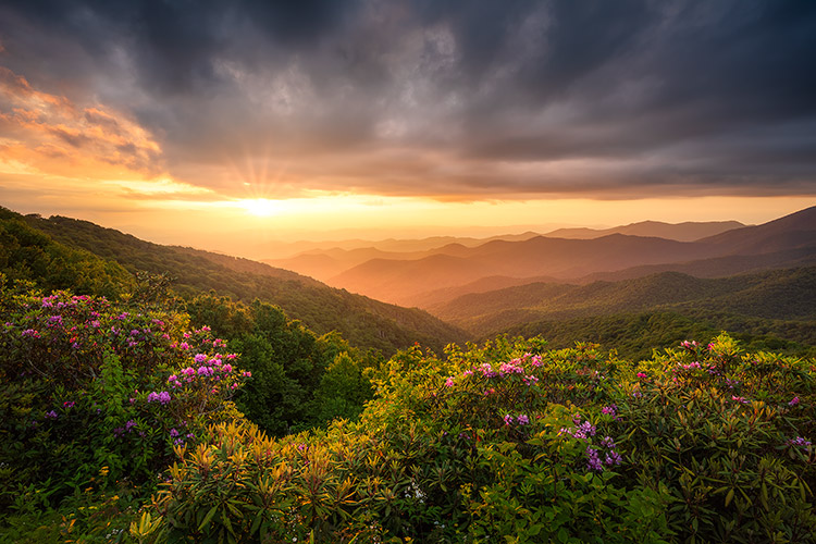 Blue Ridge Parkway Golden Hour Sunset Landscape Print