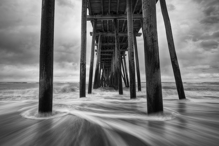 OBX Fishing Pier Black and White Fine Art Landscape Photography Art Prints